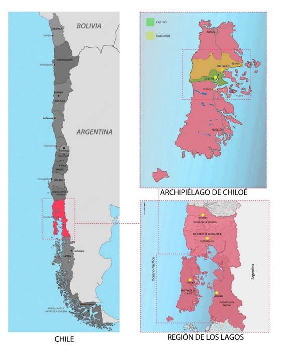 A collage of maps of chile and chile